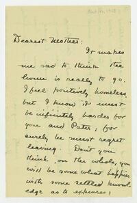 Letter from Dorothy Foster to her mother, October 11, 1903