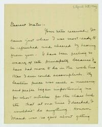 Letter from Dorothy Foster to her mother, April 23, 1904