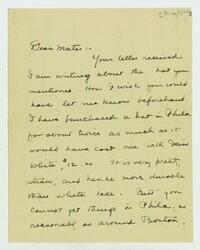 Letter from Dorothy Foster to her mother, May 5, 1904