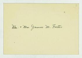 Invitation from the Class of 1904 to Mr. and Mrs. James Foster