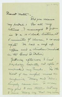 Letter from Dorothy Foster to her mother, January 7, 1904