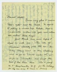 Letter from Dorothy Foster to her mother, December 11, 1903