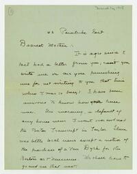 Letter from Dorothy Foster to her mother, March 16, 1903