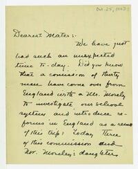 Letter from Dorothy Foster to her mother, October 25, 1903
