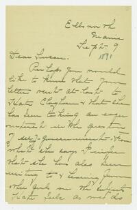 Letter from an unknown fellow student to Susan Walker Fitzgerald, September 1891