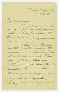 Letter from Helen Robins to Susan Walker Fitzgerald, September 8, 1891