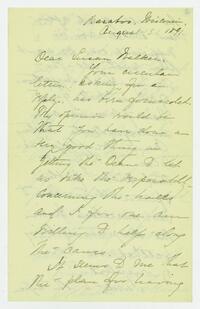 Letter from Blanche D. Follansbee to Susan Walker Fitzgerald, August 31, 1891