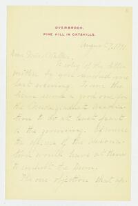 Letter from Fay M. MacCracken to Susan Walker Fitzgerald, August 7, 1891
