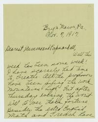 Letter from Marie Litzinger to her parents, November 7, 1917