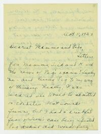 Letter from Marie Litzinger to her parents, October 11, 1923