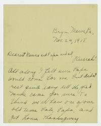 Letter from Marie Litzinger to her parents, November 24, 1918