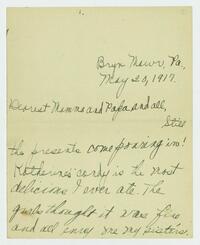 Letter from Marie Litzinger to her parents, May 20, 1917