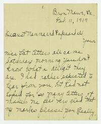 Letter from Marie Litzinger to her parents, February 11, 1917