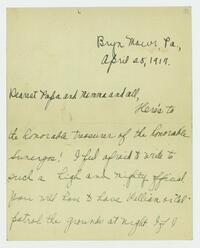 Letter from Marie Litzinger to her parents, April 25, 1917