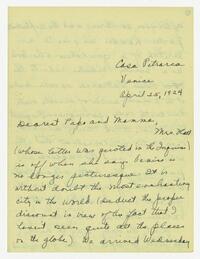 Letter from Marie Litzinger to her parents, April 25, 1924