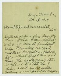 Letter from Marie Litzinger to her parents, November 18, 1917