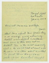 Letter from Marie Litzinger to her parents, January 2, 1924