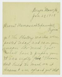 Letter from Marie Litzinger to her parents, January 29, 1917