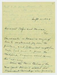 Letter from Marie Litzinger to her parents, September 27, 1923