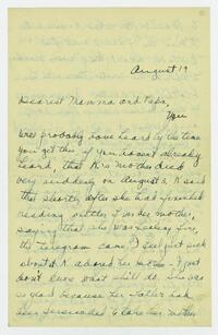 Letter from Marie Litzinger to her parents, August 19, 1923