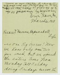 Letter from Marie Litzinger to her parents, March 6, 1918
