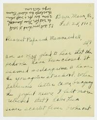 Letter from Marie Litzinger to her parents, February 25, 1917