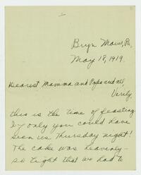 Letter from Marie Litzinger to her parents, May 18, 1919