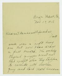 Letter from Marie Litzinger to her parents, November 17, 1918