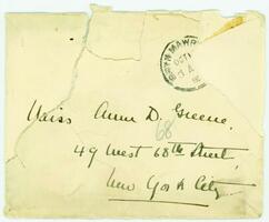 Envelope of letter to Anne Greene from Avis Putnam,     October 12, 1903