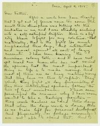 Letter from Jean Scobie Davis to her father, April 4,     1915