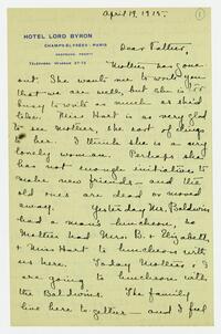 Letter from Jean Scobie Davis to her father, April 19,     1915