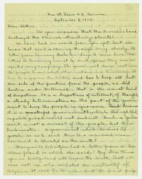 Letter from Jean Scobie Davis to her father, September     08, 1914