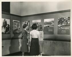 Students at an exhibition about the Navajo