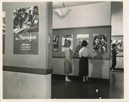 Students at an exhibition about the Navajo