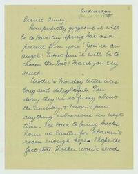 Letter from Nathalie Gookin to her aunt, March 14,     1917