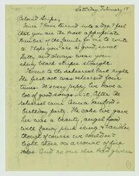 Letter from Nathalie Gookin to her cat, February 17,     1917