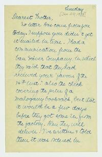 Letter from Nathalie Gookin to her mother, January 20,     1918