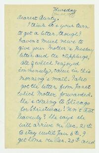 Letter from Nathalie Gookin to her aunt, November 22,     1917