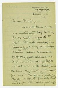 Letter from Helen Calder Robertson to her family,     October 10, 1913