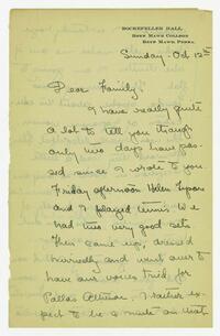 Letter from Helen Calder Robertson to her family,     October 12, 1913