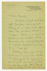 Letter from Helen Calder Robertson to her family, March     9, 1913