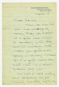 Letter from Helen Calder Robertson to her family, March     1, 1916