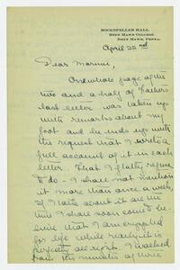 Letter from Helen Calder Robertson to her family, April     22, 1915