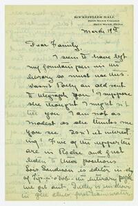 Letter from Helen Calder Robertson to her family, March     19, 1916