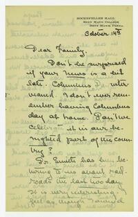 Letter from Helen Calder Robertson to her family,     October 14, 1915