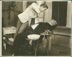 You never can tell : Tom Helmore as the dentist, Dr. Valentine, and Ralph Forbes as his landLord, Fergus Crampton