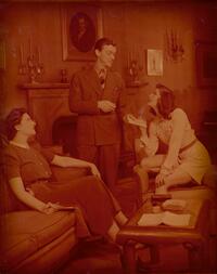 The Philadelphia Story : Vera Allen as Margaret Lord, Dan Tobin as Sandy Lord, and Katharine Hepburn as Tracy Lord