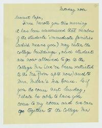 Letter from Nathalie Gookin to her father, November 04,     1918