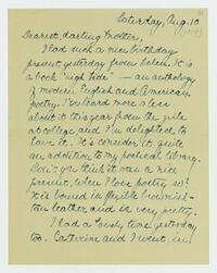 Letter from Nathalie Gookin to her mother, August 10,     1918