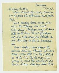 Letter from Nathalie Gookin to her mother, May 07,     1918